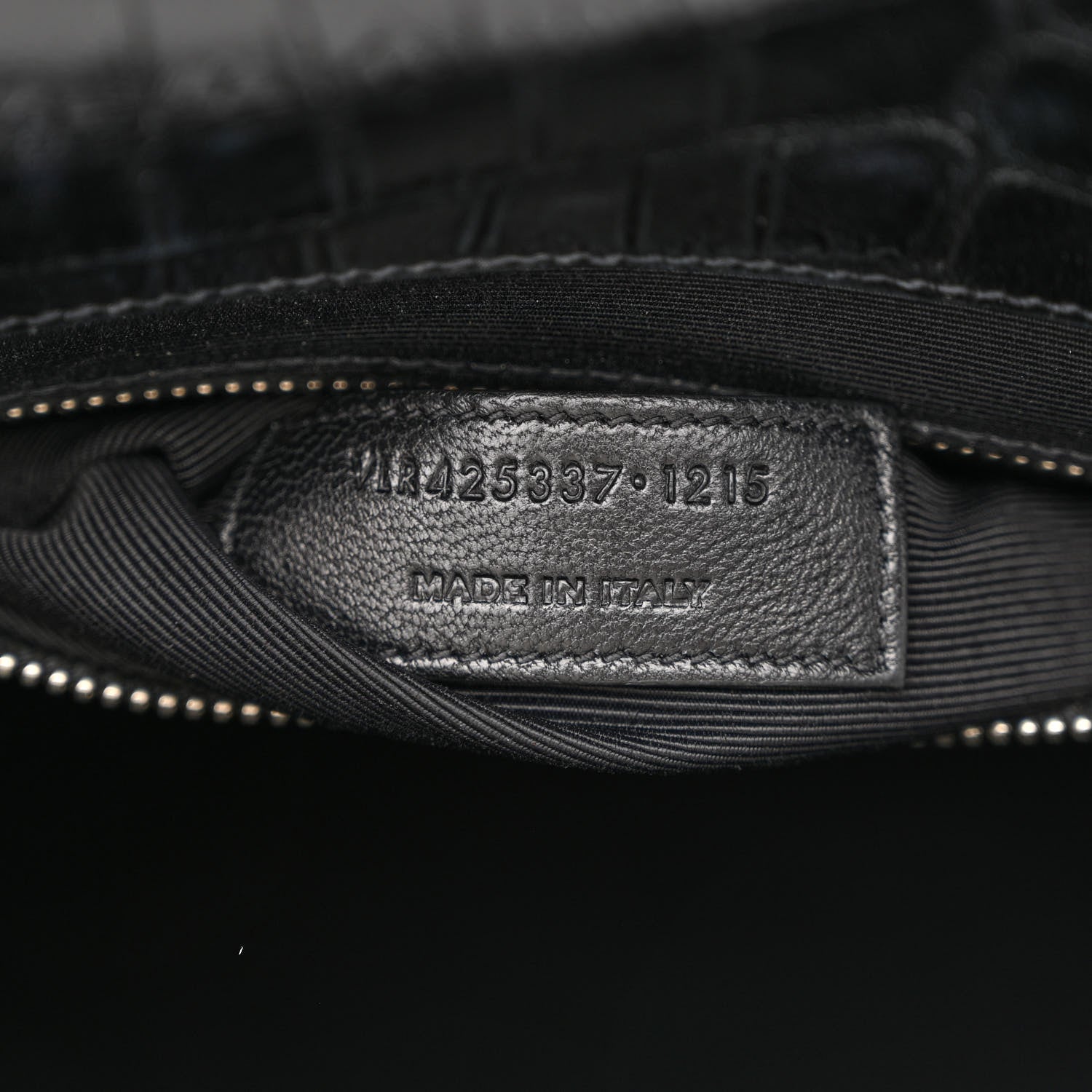 Saint Laurent Calfskin Crocodile Embossed Large Monogram Envelope Chain Shoulder Bag Black 7 of 10