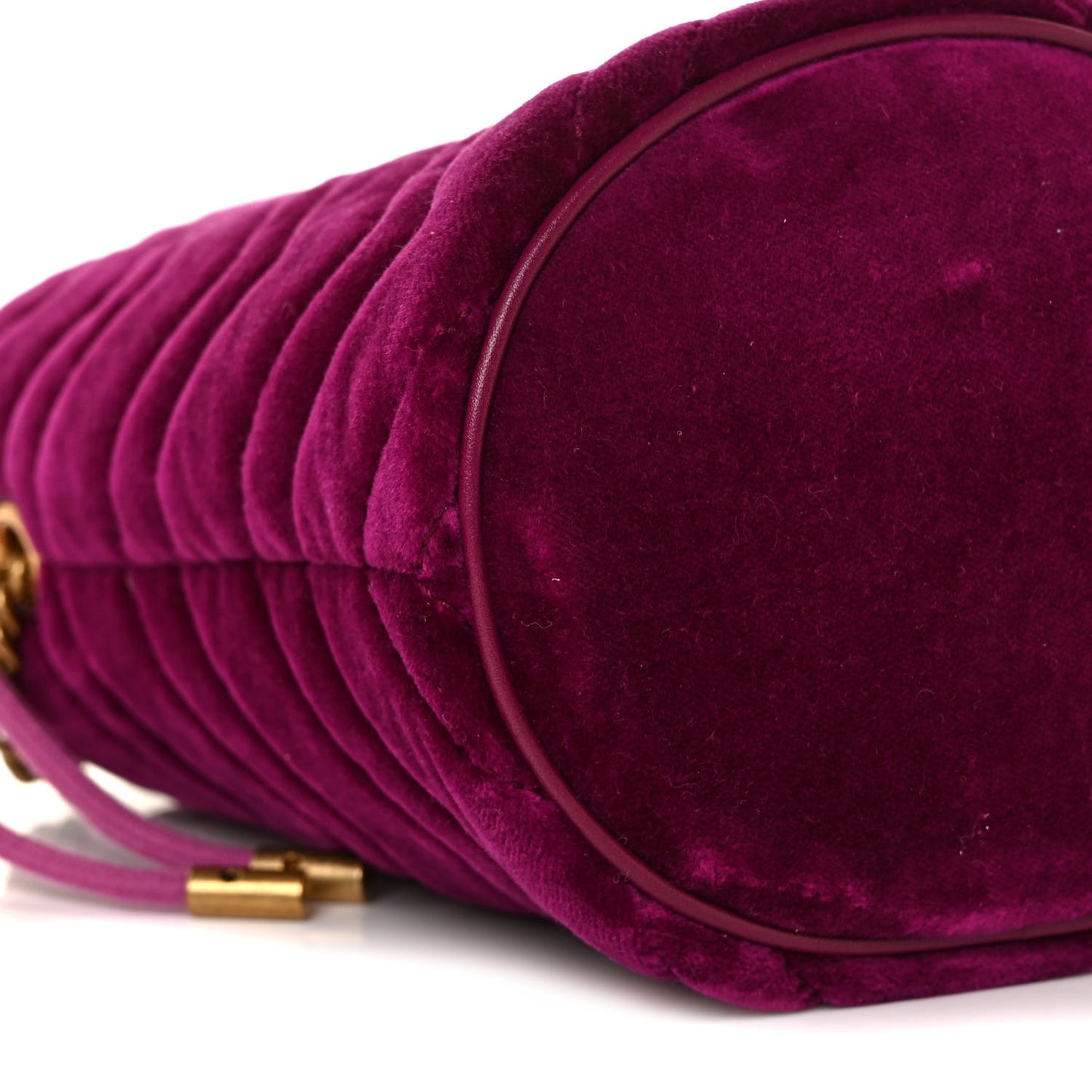 Velvet Matelasse Mini GG Marmont 2.0 Bucket Bag Fuchsia Violet Cyclamen