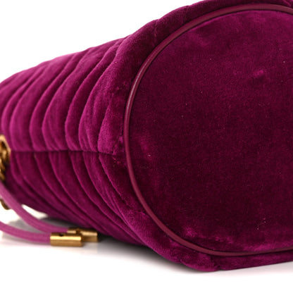 Gucci Velvet Matelasse Mini GG Marmont 2.0 Bucket Bag Fuchsia Violet Cyclamen 7 of 9