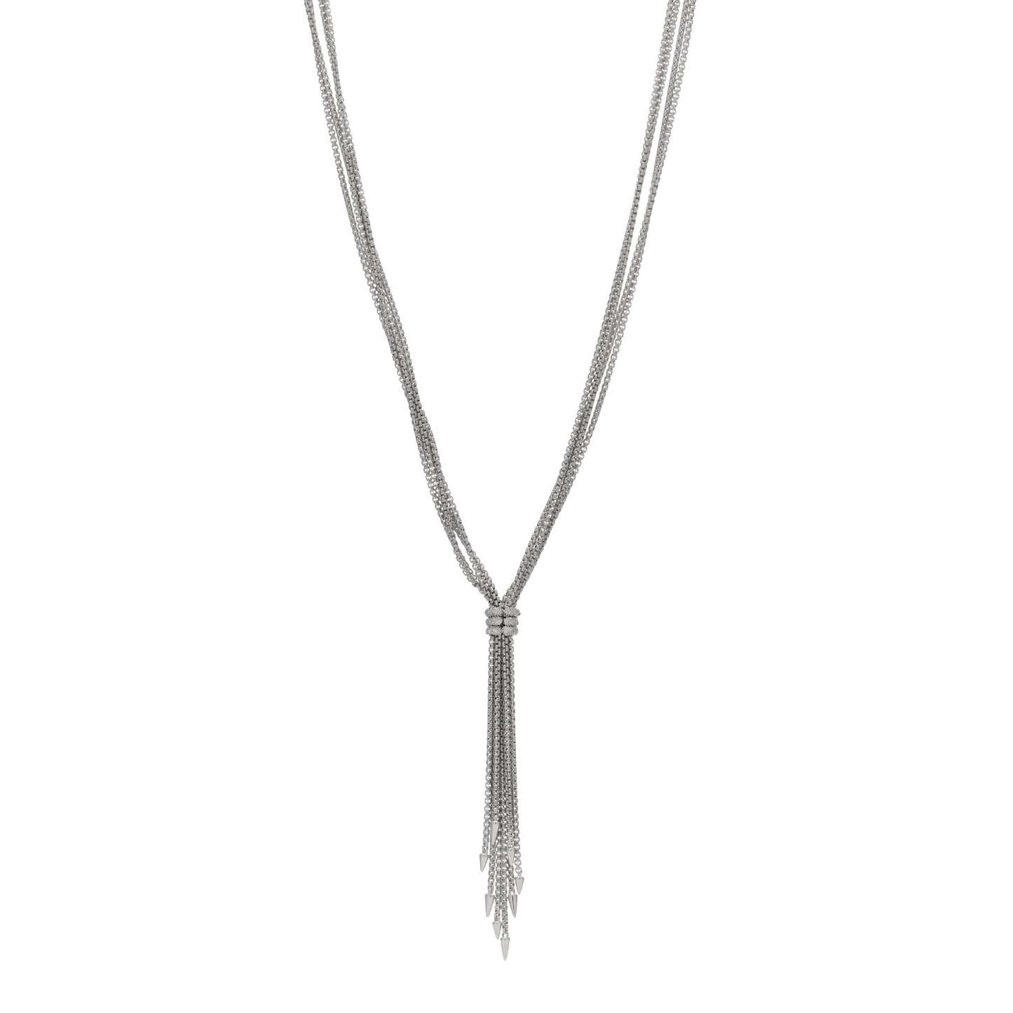 Sterling Silver Pave Diamond Willow Drop Necklace