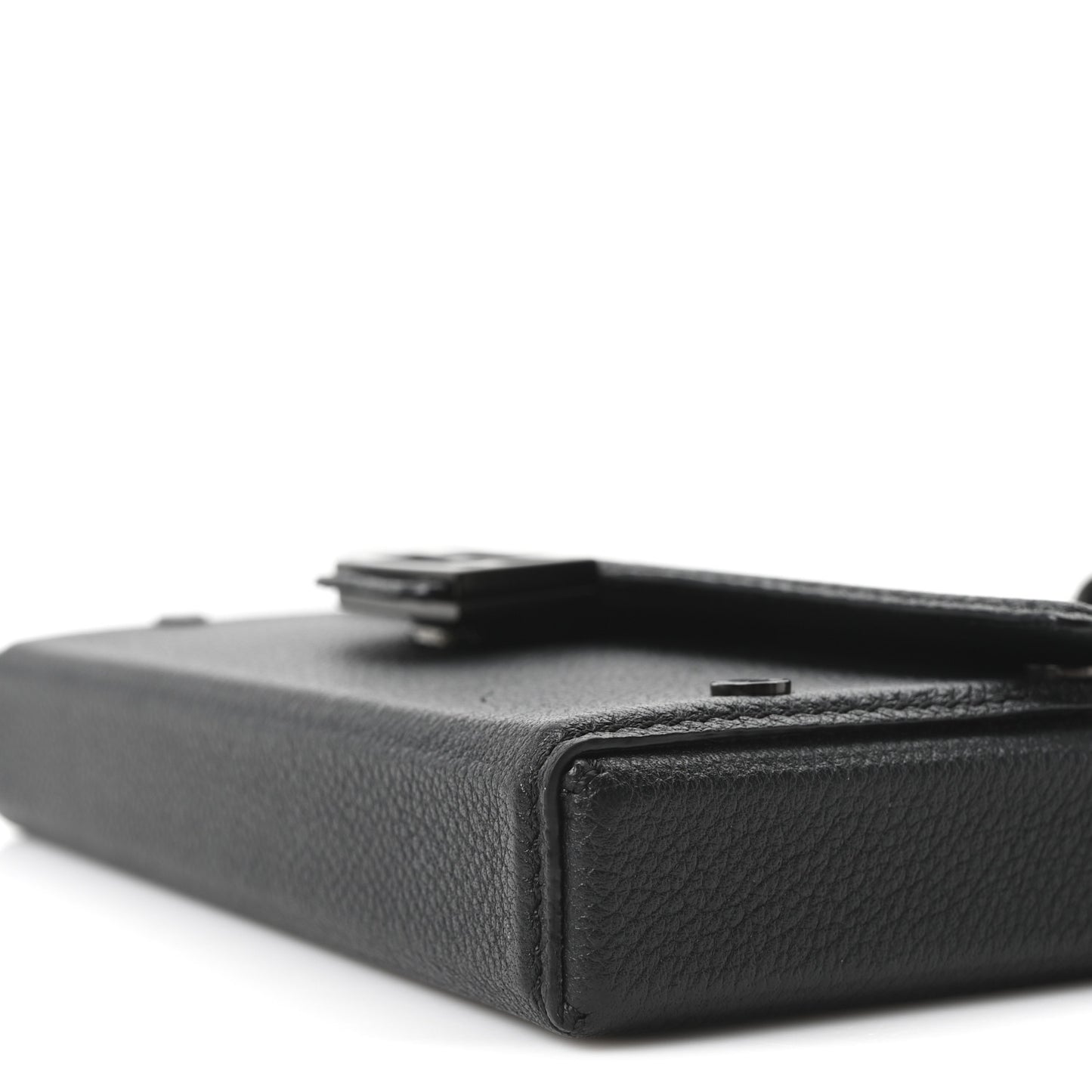 Vitello Cher Baguette Soft Trunk Phone Pouch Black