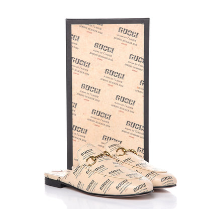Gucci Calfskin Stamp Print Womens Princetown Slippers 36 Soy Black 9 of 9