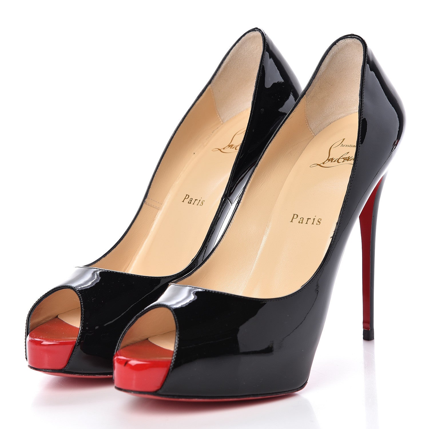 Christian Louboutin Patent New Very Prive 120 Pumps 40 Black Red 3 of 8