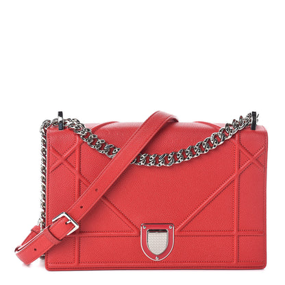 Christian Dior Grained Calfskin Medium Diorama Flap Bag Red 1 of 9