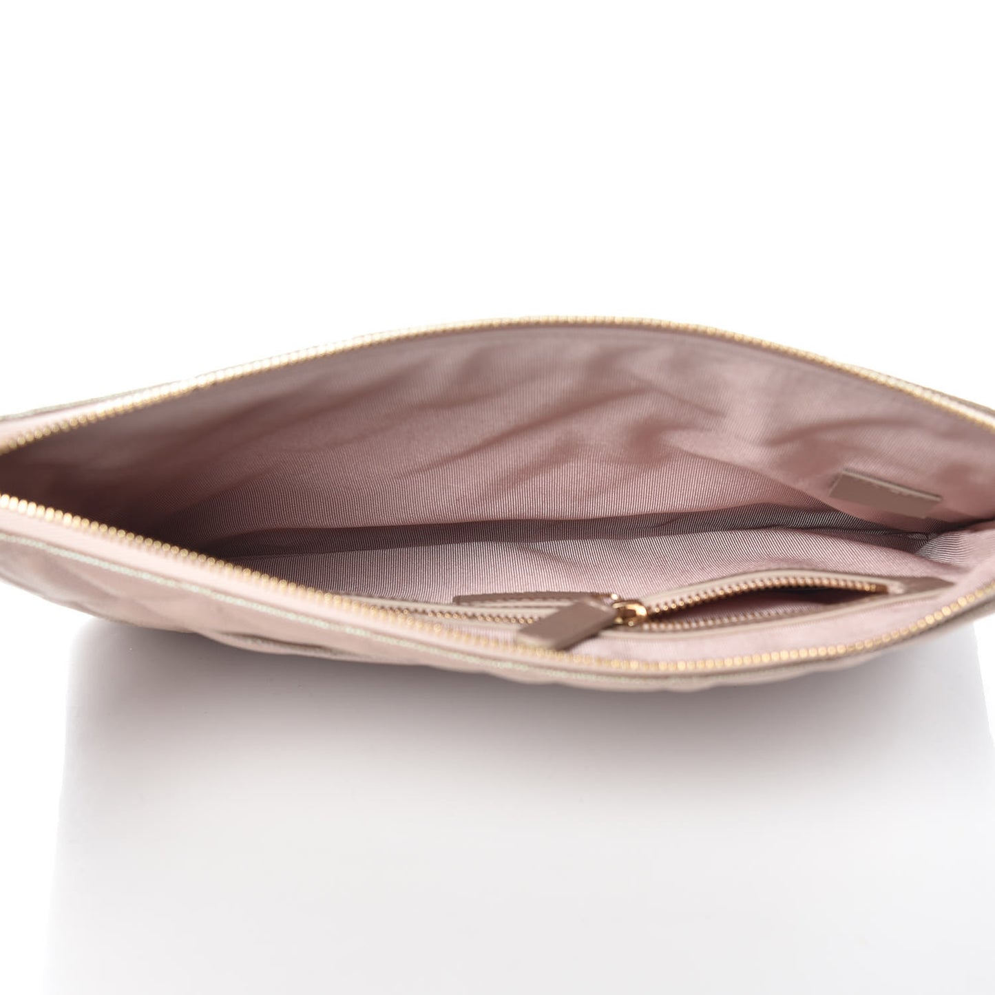 Iridescent Caviar Quilted Medium Cosmetic Case Beige