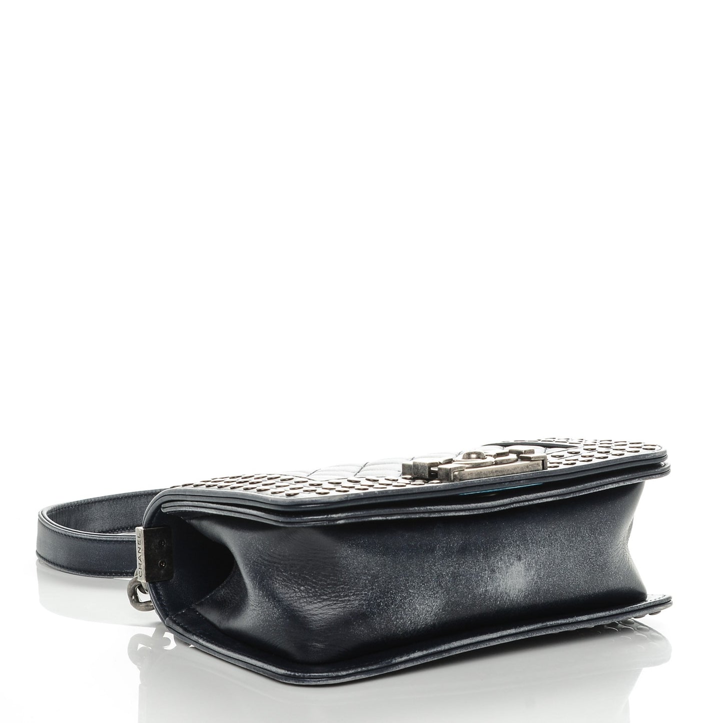 Faded Calfskin Quilted Small Studded Boy Flap Navy