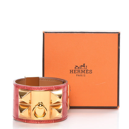 Hermes Shiny Alligator Collier De Chien CDC Bracelet S Framboise 7 of 7