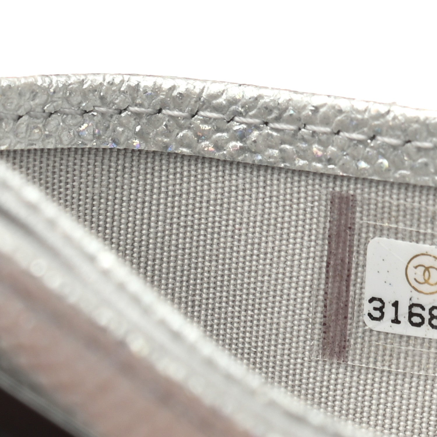 Chanel Glittered Metallic Caviar Quilted Card Holder Silver 8 of 8
