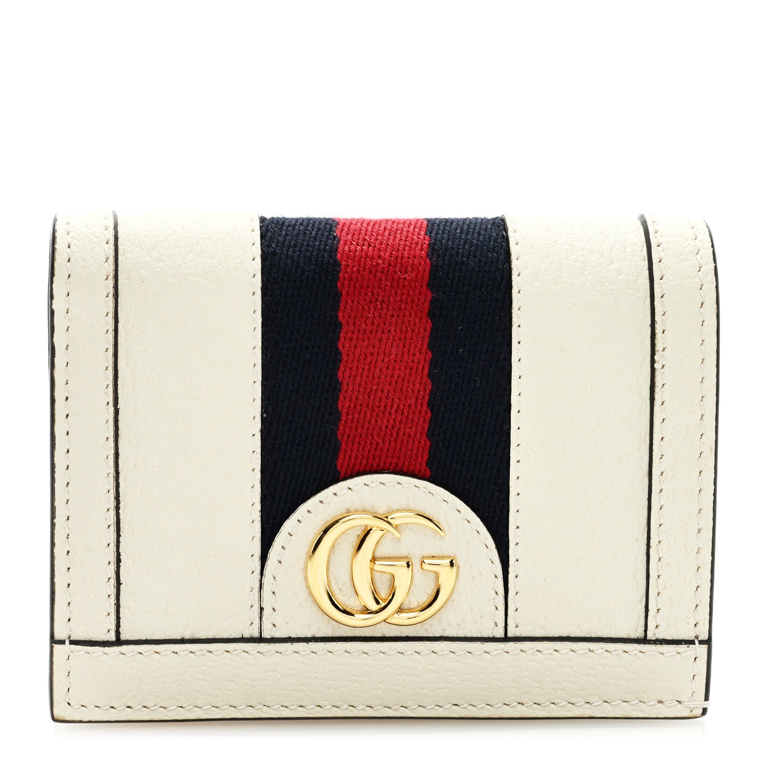 Gucci Textured Calfskin Web Ophidia Card Case Mystic White 1 of 6