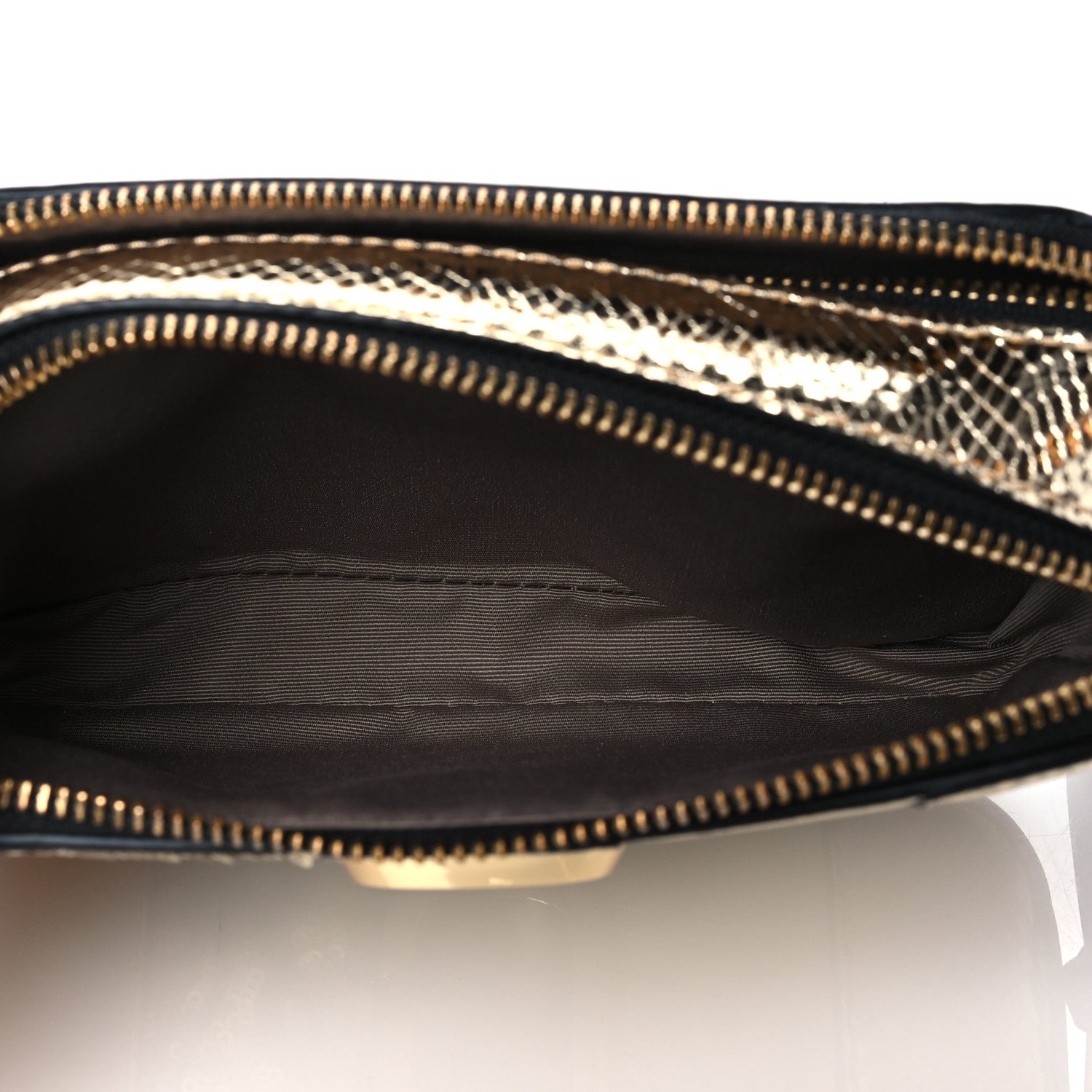 Marc Jacobs Metallic Sequin Snake Embossed Calfskin Stripe Snapshot Camera Bag Gold 5 of 10