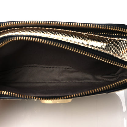 Marc Jacobs Metallic Sequin Snake Embossed Calfskin Stripe Snapshot Camera Bag Gold 5 of 10