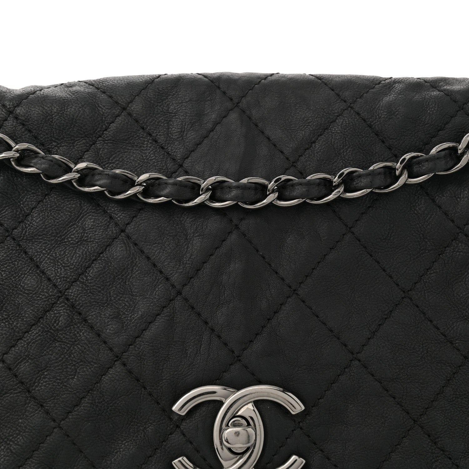 Chanel Grained Calfskin Large Natural Beauty Flap Black 7 of 11
