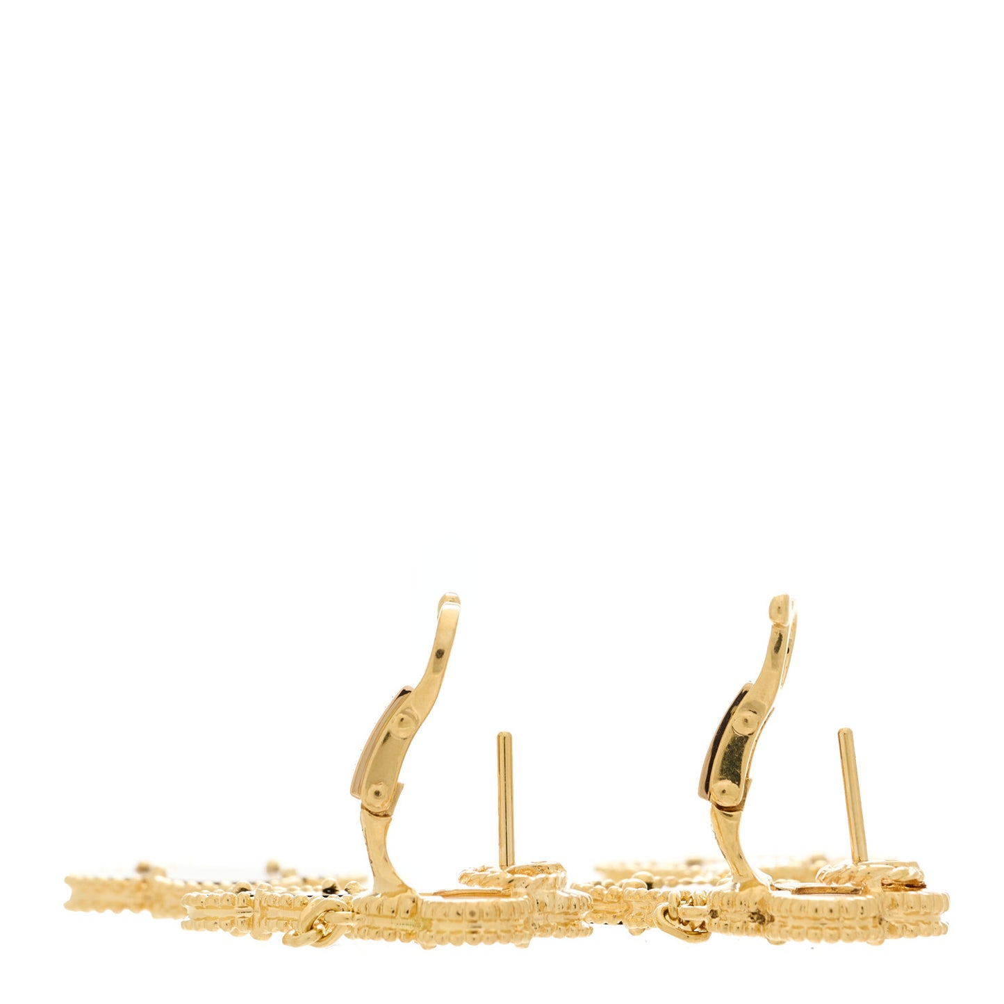 18K Yellow Gold Mother of Pearl Black Onyx 3 Motifs Magic Alhambra Earrings