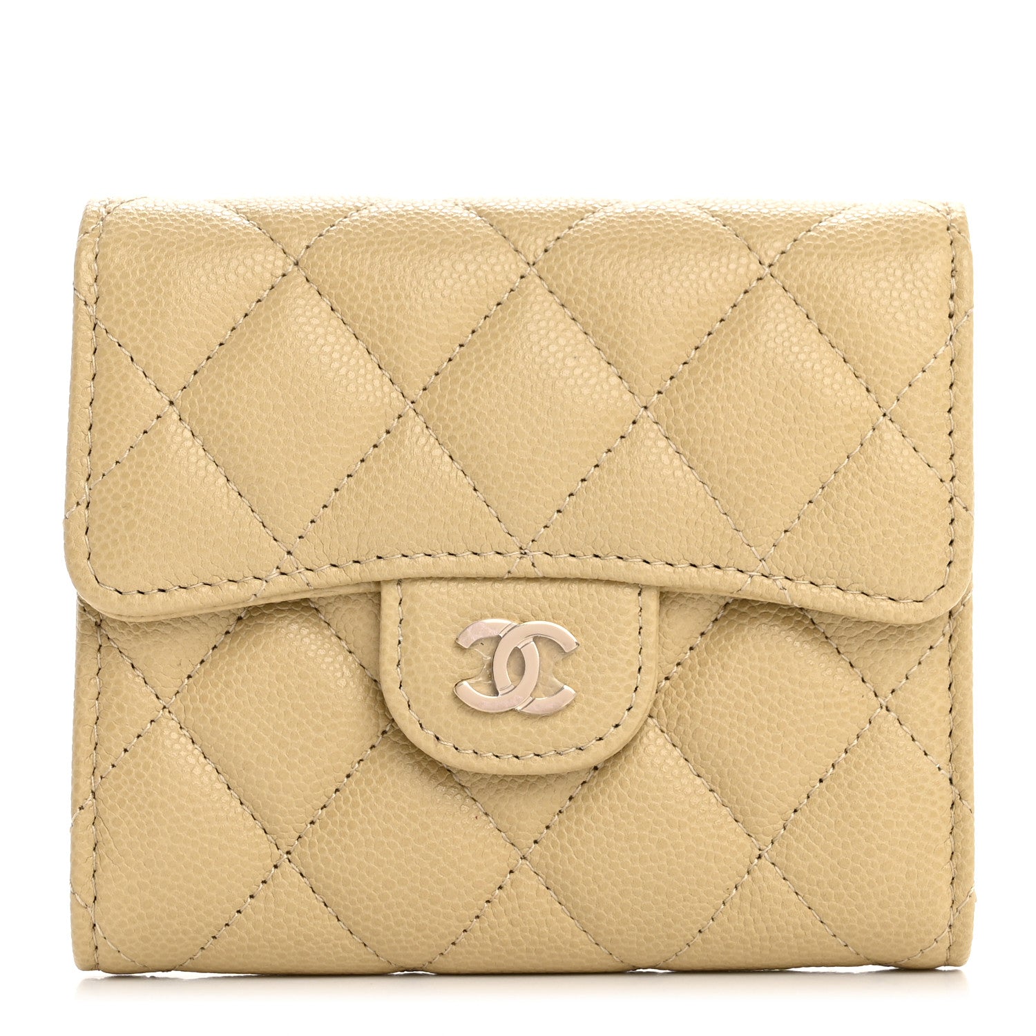 Chanel Caviar Quilted Compact Flap Wallet Light Green 1 of 8