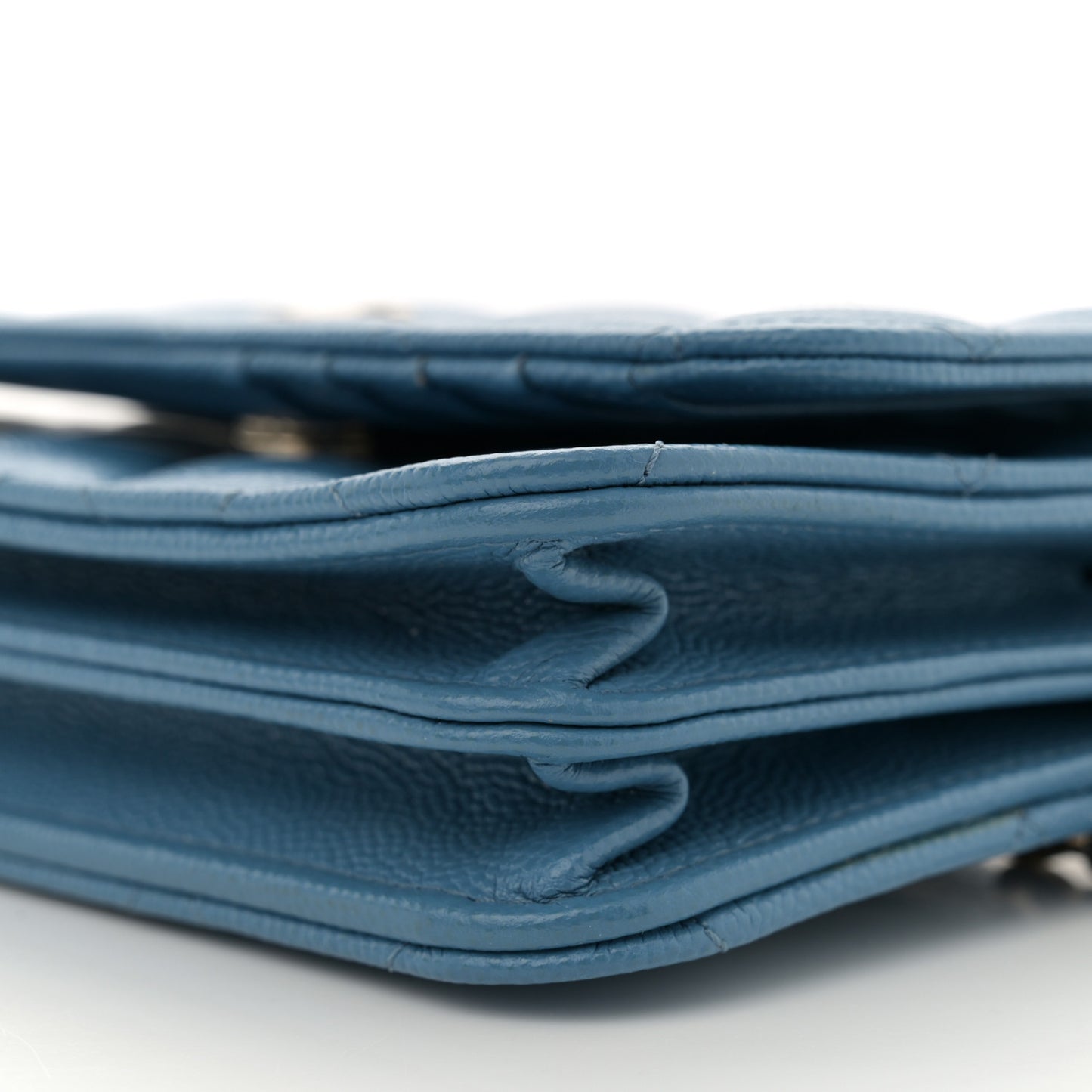 Caviar Quilted Mini Wallet On Chain WOC Blue