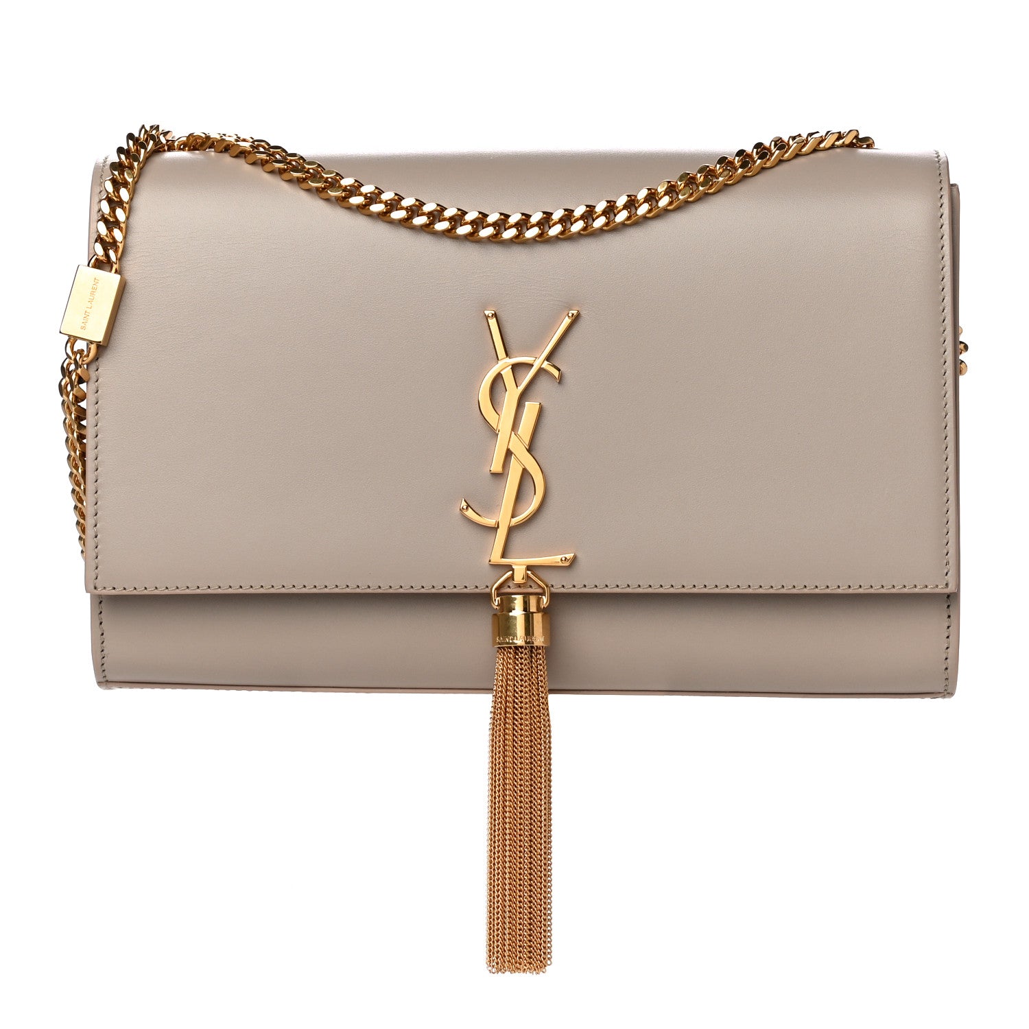 Saint Laurent Smooth Calfskin Medium Classic Monogram Kate Tassel Satchel Dark Beige 1 of 10