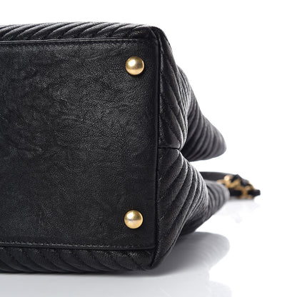 Chanel Wrinkled Lambskin Chevron Quilted Surpique Tote Black 6 of 9