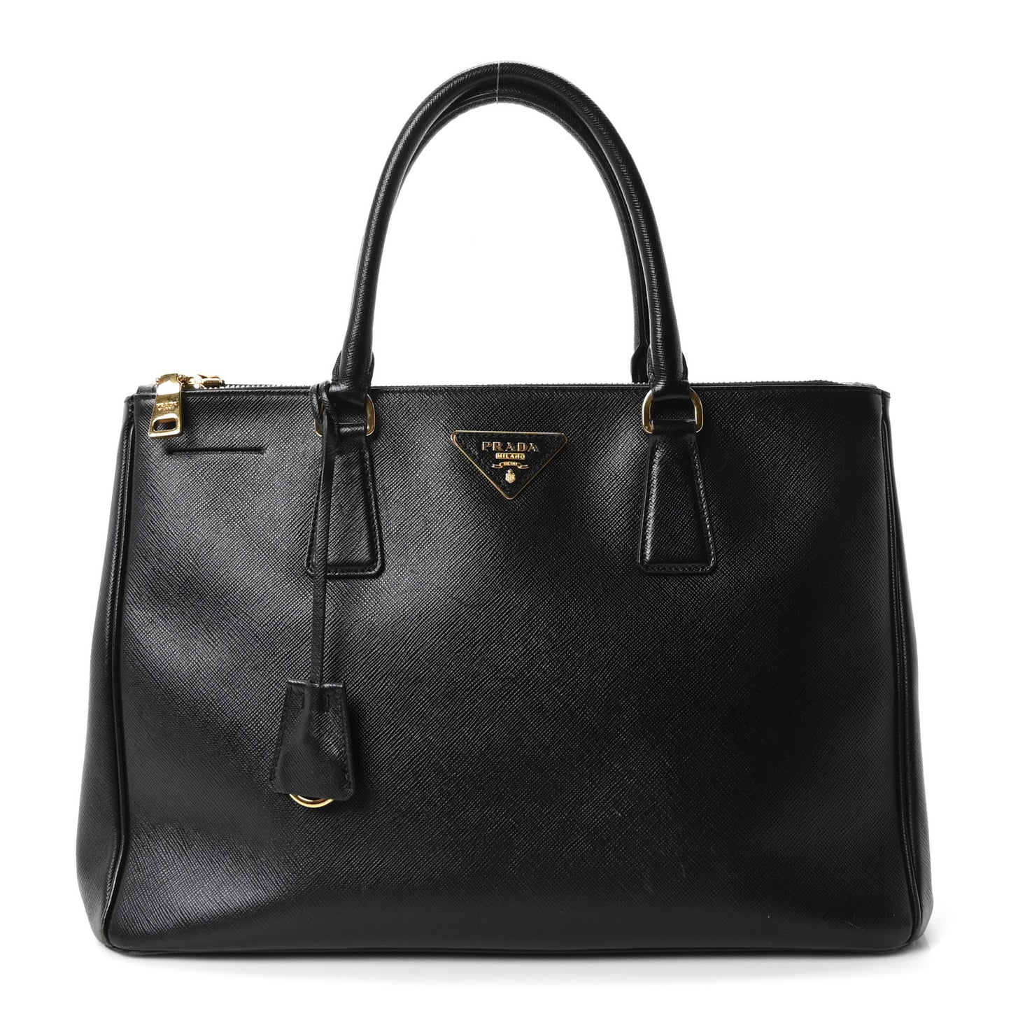 Saffiano Medium Galleria Double Zip Tote Black