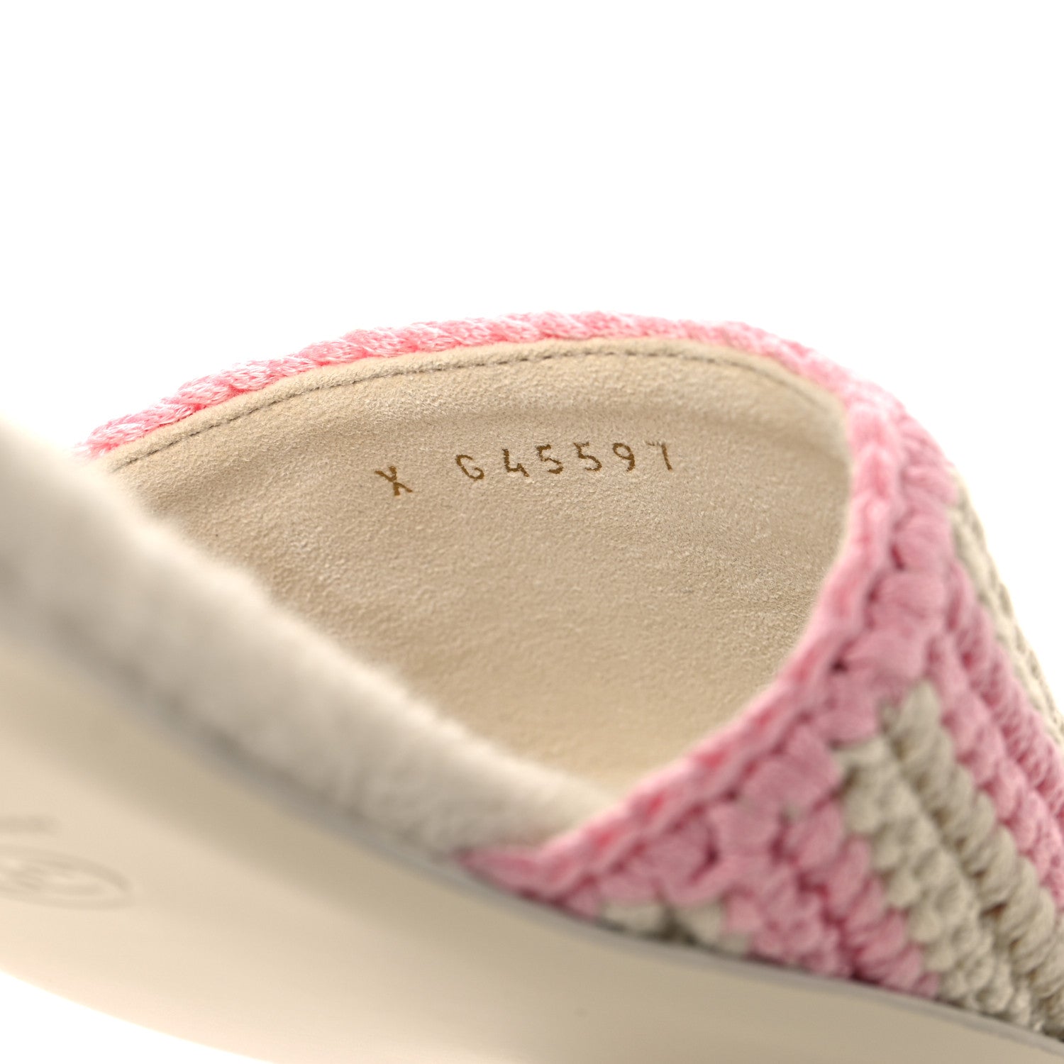 Chanel Crochet Striped Enamel Camellia Mules Sandals 37.5 Ivory Pink 6 of 9