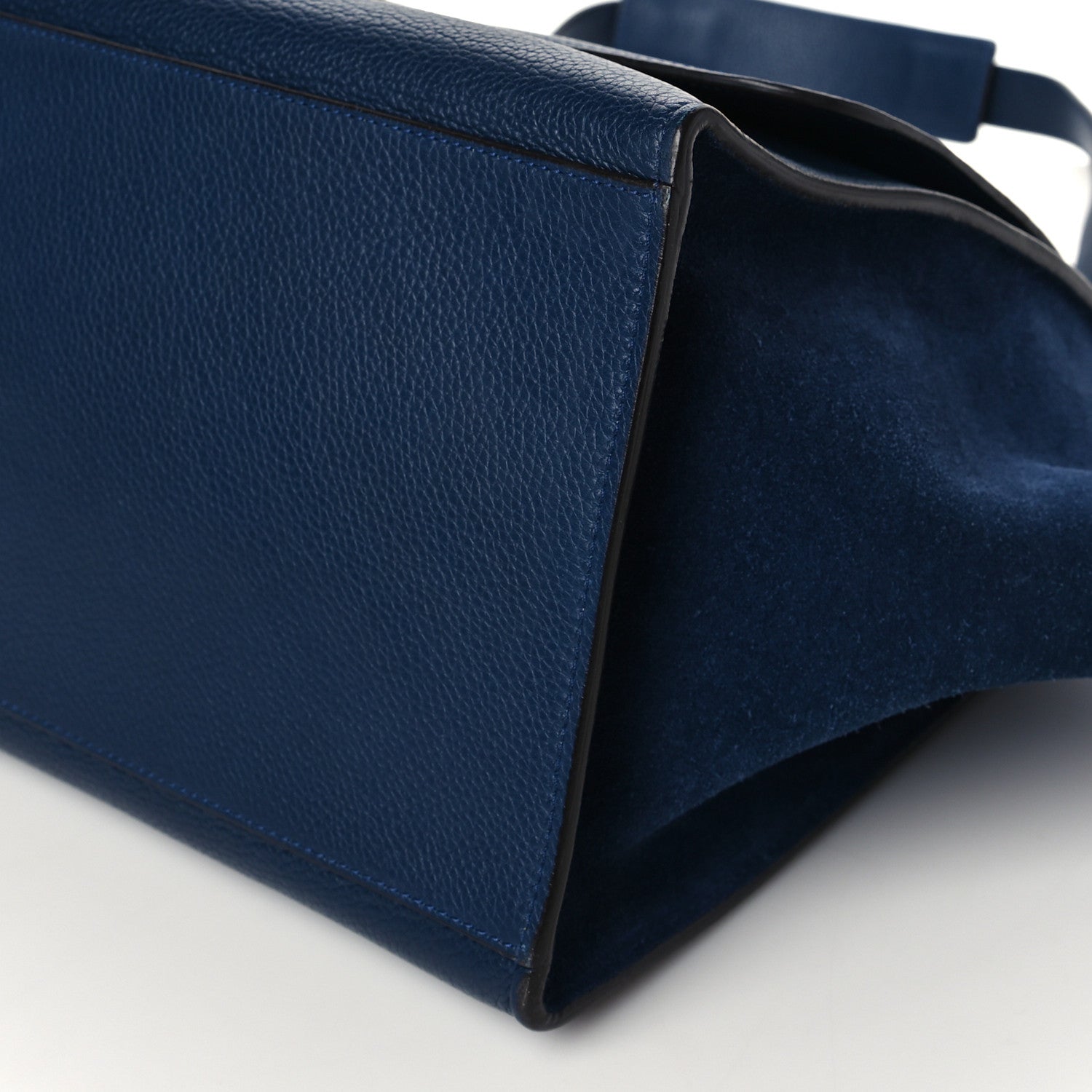 Celine Drummed Calfskin Suede Medium Trapeze Navy Blue 10 of 11