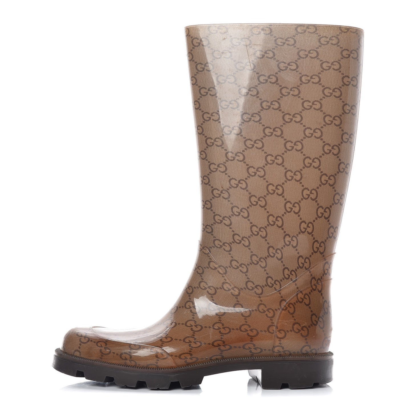 Rubber Monogram Edinburg Rain Boots 38 Transparent Cocoa