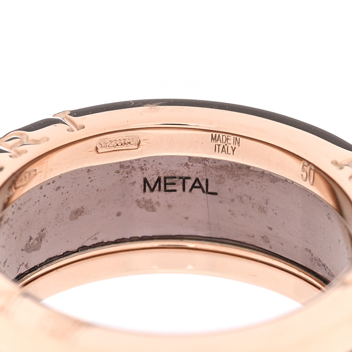 18K Rose Gold Bronze Cermet Roma B.Zero1 Two-Band Ring 50 5.25