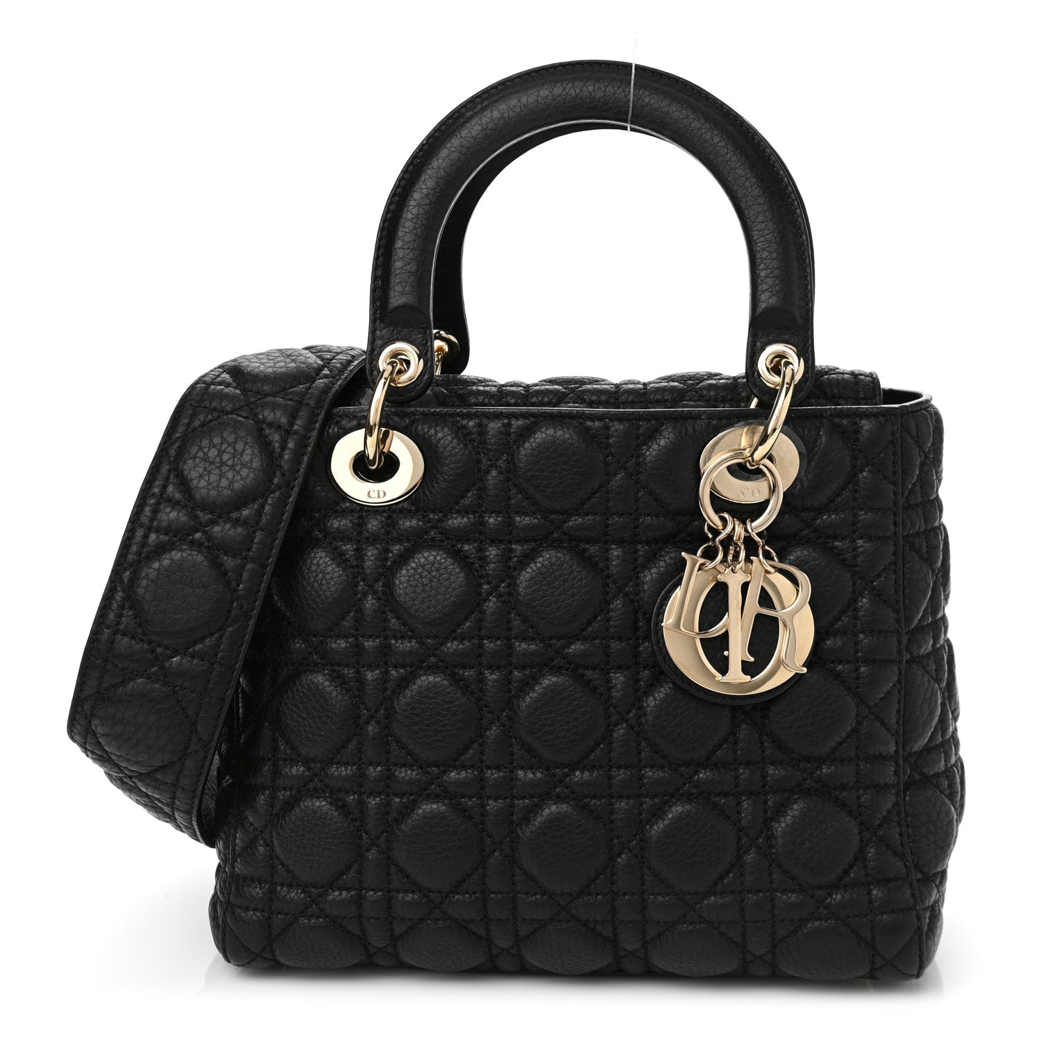 Christian Dior Grained Calfskin Cannage Medium Supple Lady Dior Black 1 of 9