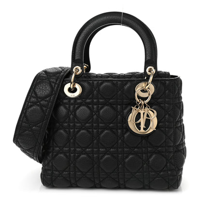 Christian Dior Grained Calfskin Cannage Medium Supple Lady Dior Black 1 of 9