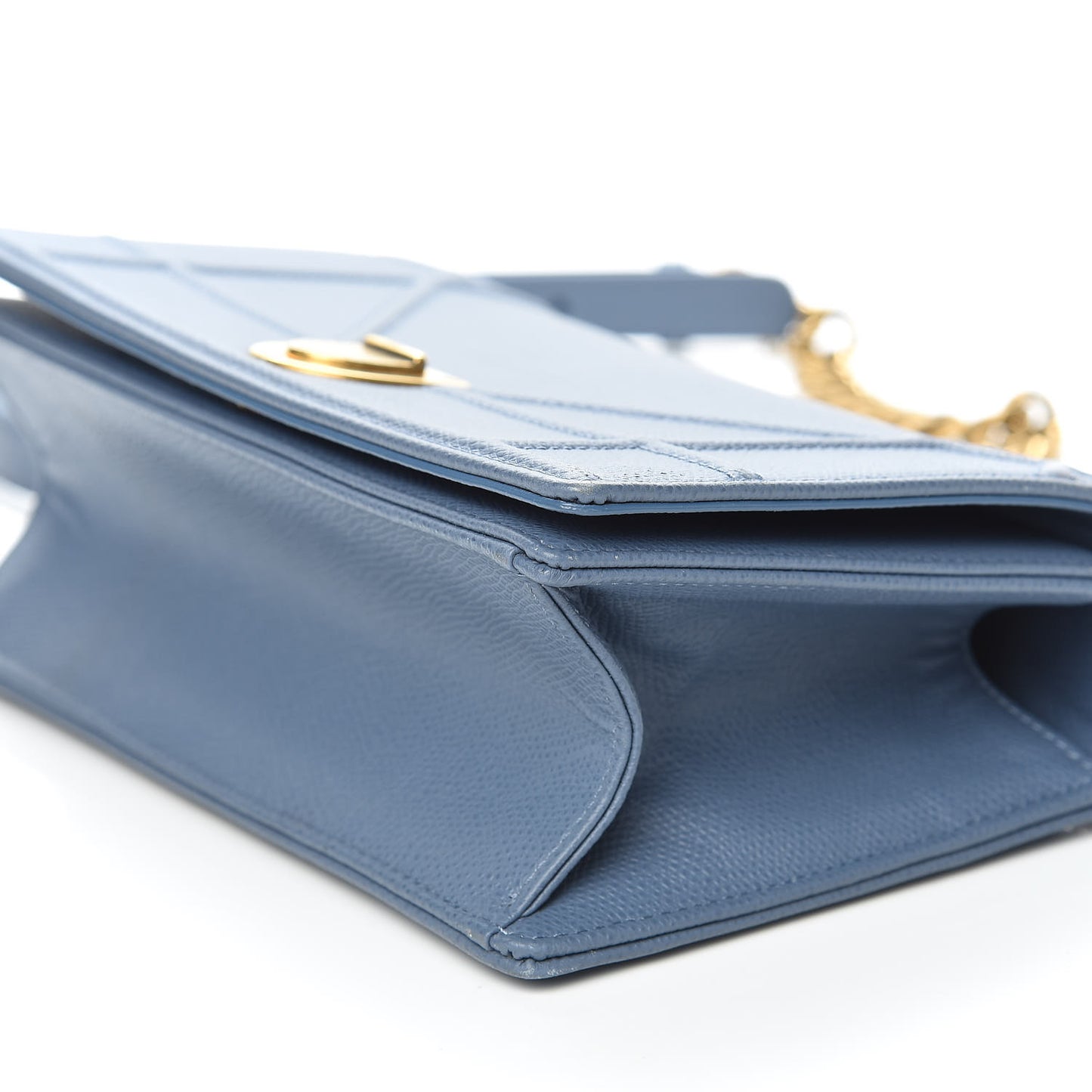 Grained Calfskin Small Diorama Flap Bag Denim