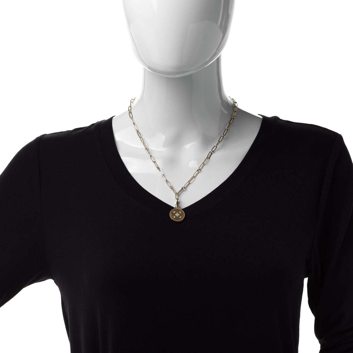 18K Yellow Gold Diamond Venetian Princess Small Medallion Pendant Necklace