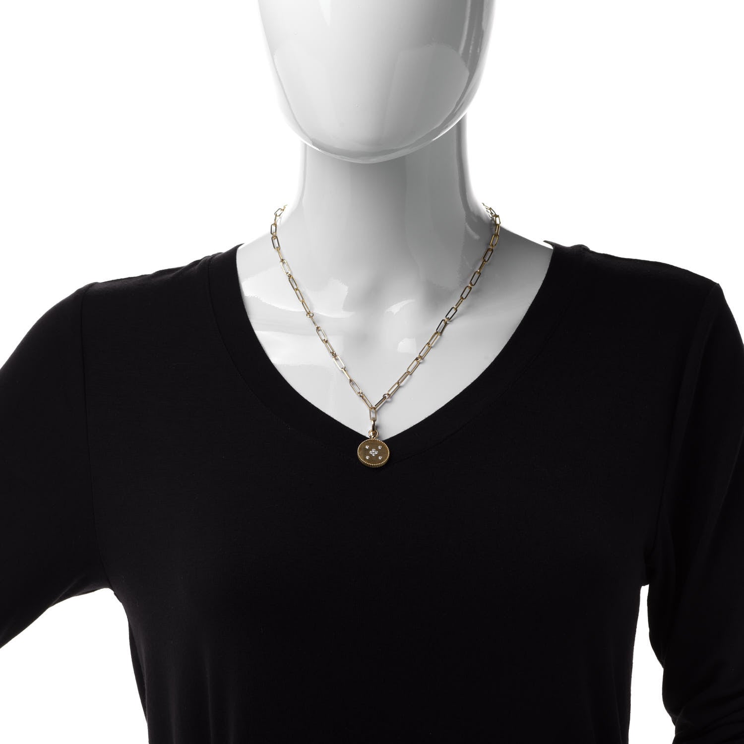 Roberto Coin 18K Yellow Gold Diamond Venetian Princess Small Medallion Pendant Necklace 2 of 6