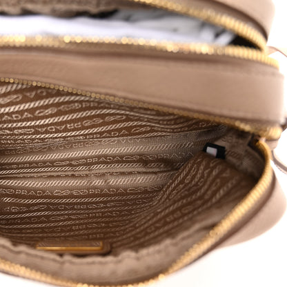 Prada Vitello Daino Medium Double Zip Shoulder Bag Cammeo 5 of 10
