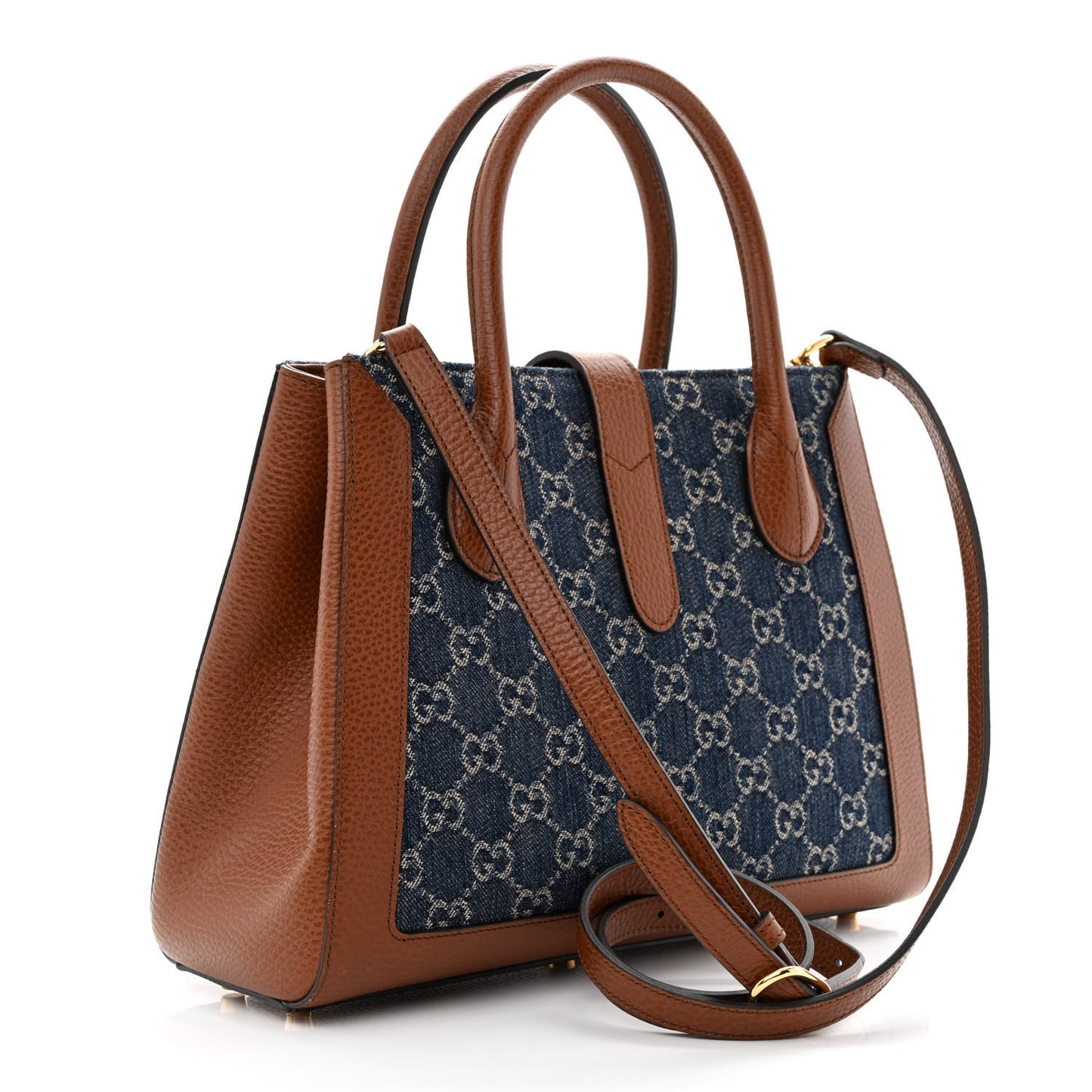 New Denim GG Monogram Dollar Calfskin Medium Jackie 1961 Tote Blue Tea Cuir Epilog