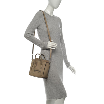 Celine Drummed Calfskin Nano Luggage Dune 2 of 9