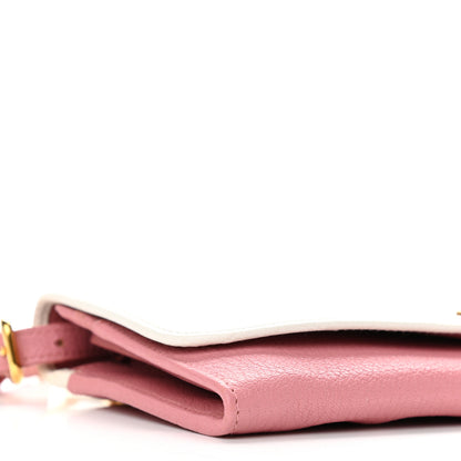 Miu Miu Goatskin Madras Bi-Color Wallet On Chain White Pink 8 of 12