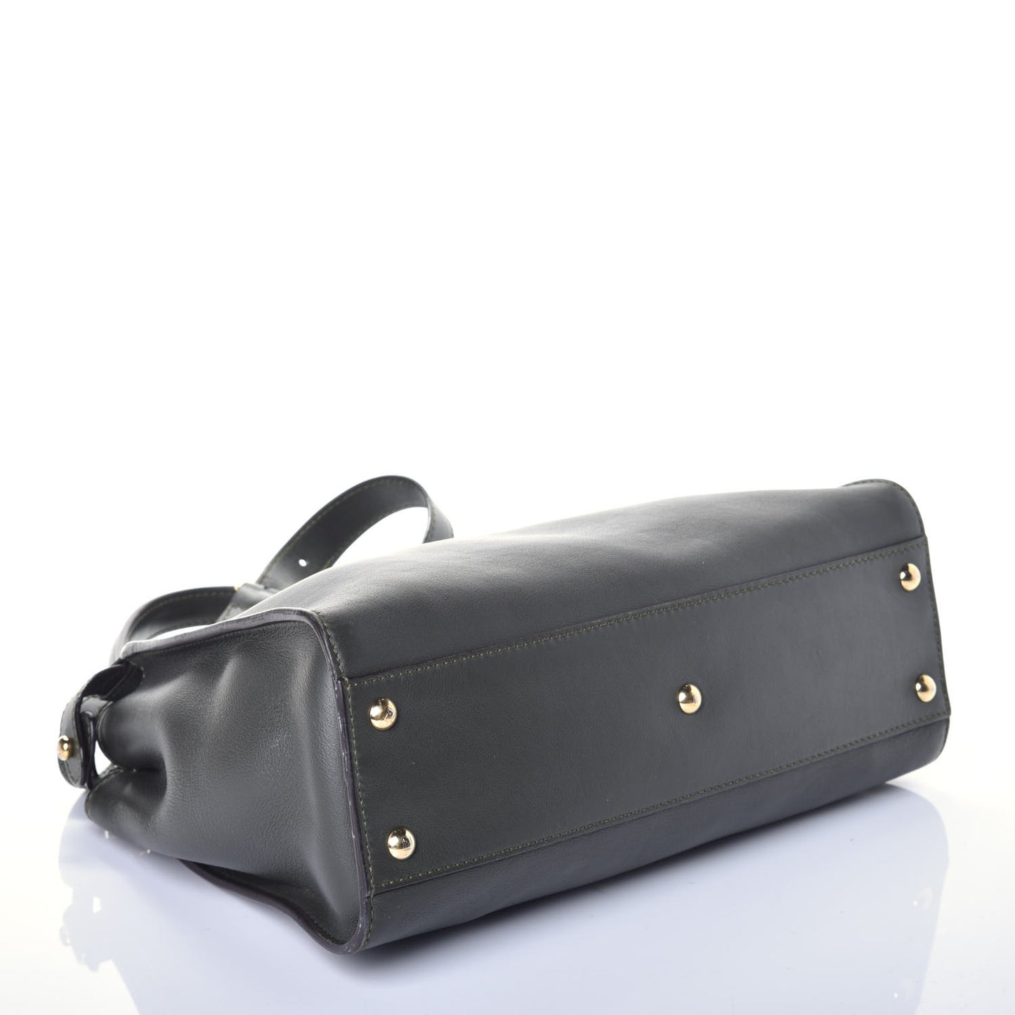 Vitello Seta Shiny Nappa Medium Peekaboo Iconic Satchel Verde Prato Makeup