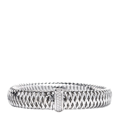 Roberto Coin 18K White Gold Diamond Medium Primavera Bangle Bracelet 2 of 8