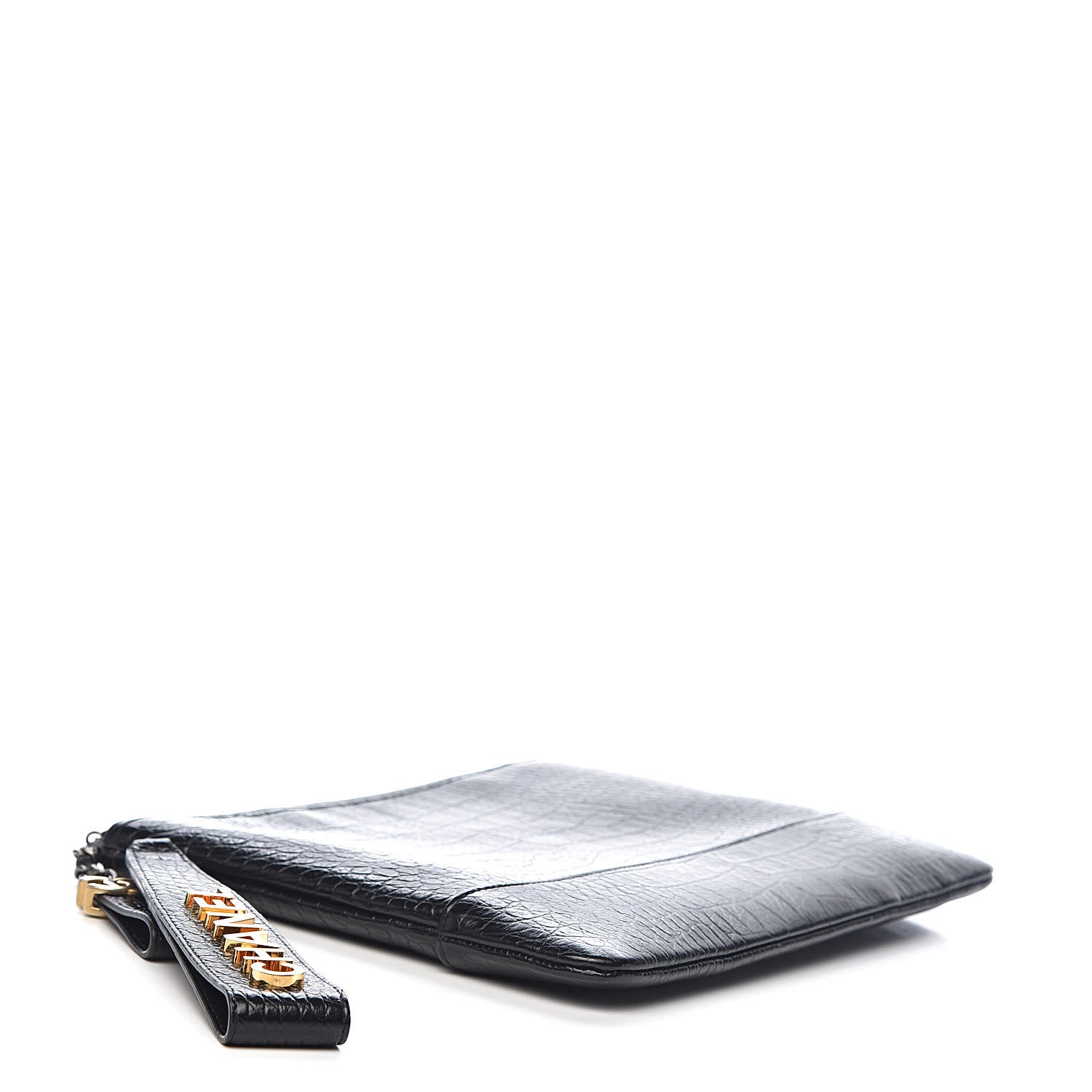 Chanel Calfskin Crocodile Embossed Quilted Medium Gabrielle Cosmetic Case Black 4 of 8