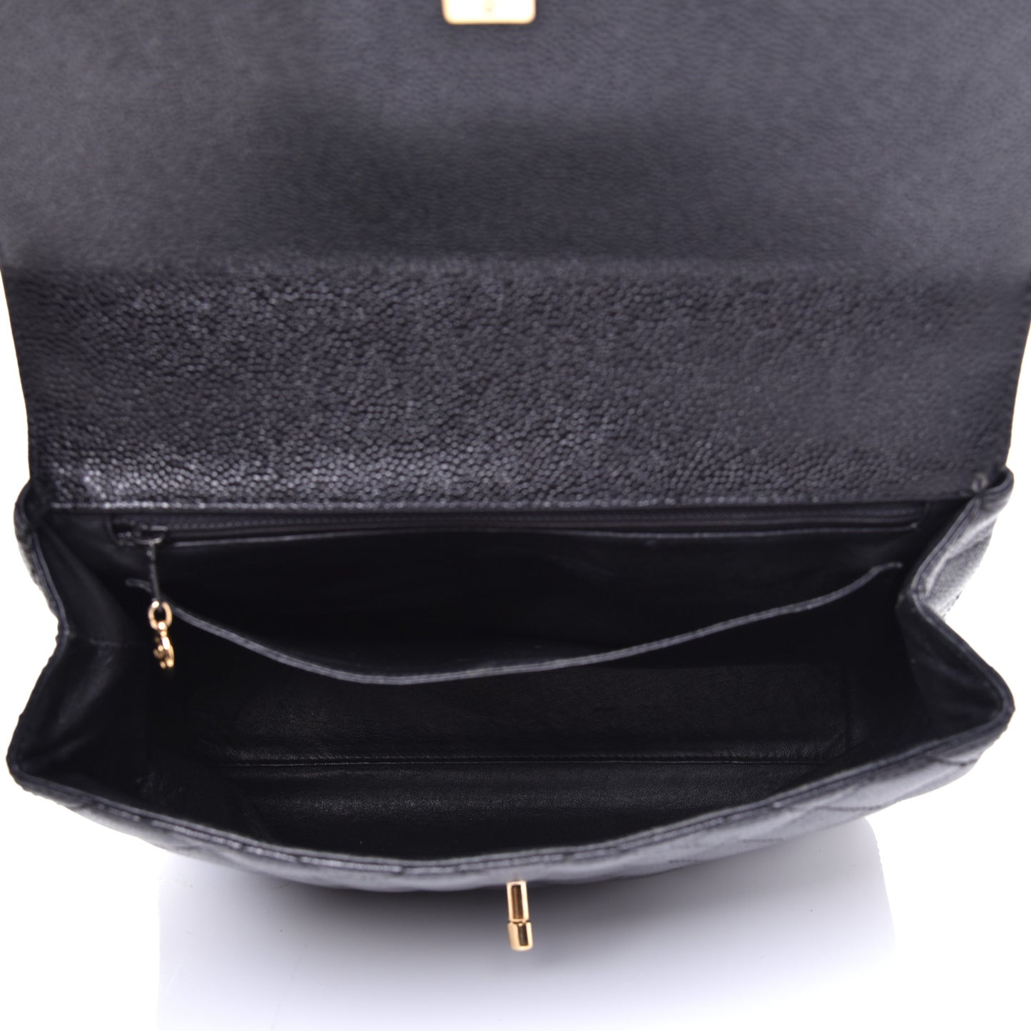 Caviar Quilted Jumbo Kelly Flap Black