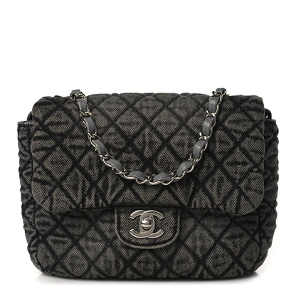 Chanel Washed Denim Quilted Small Denimpression Flap Grey Black 1 of 9