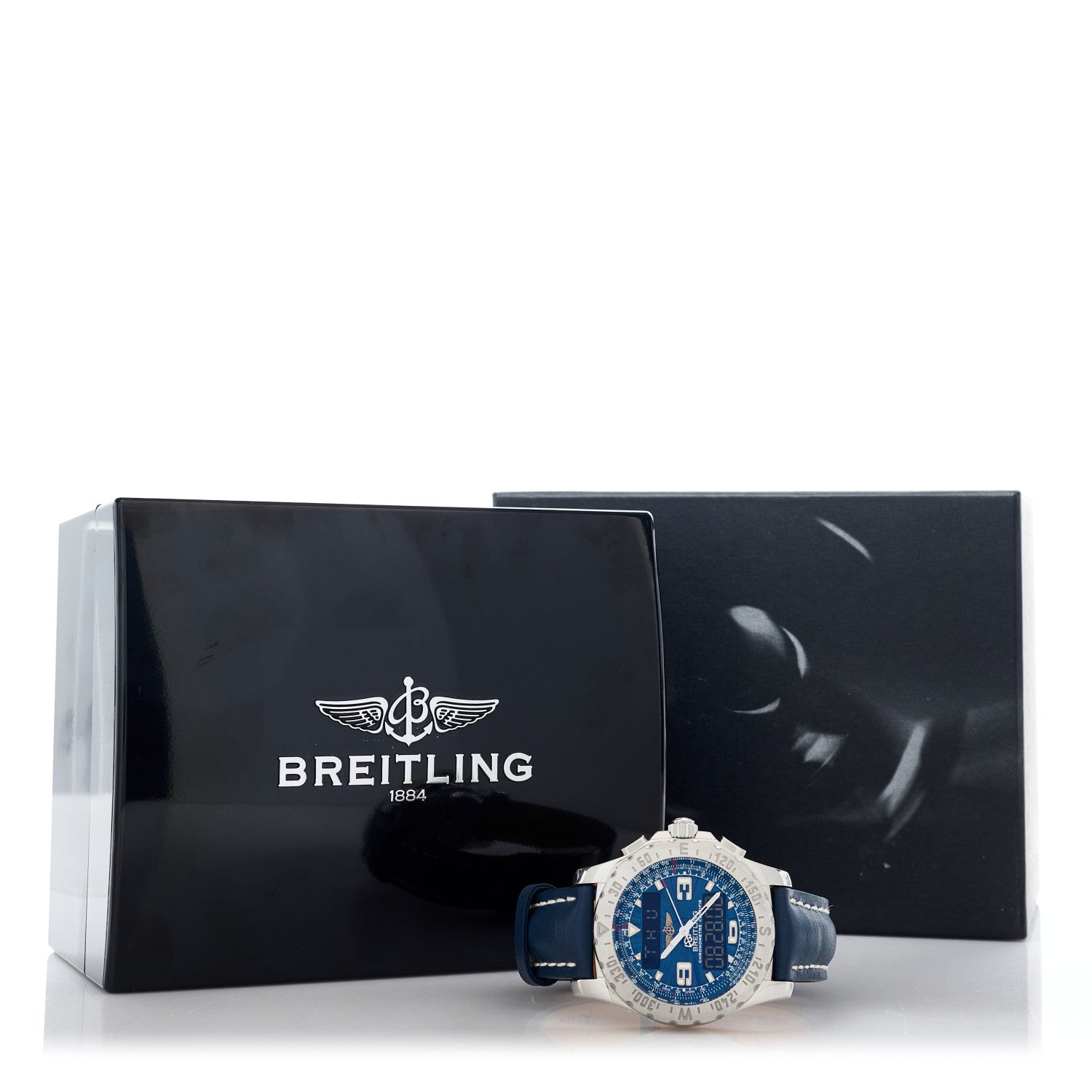 Breitling Stainless Steel Calfskin 43.5mm Airwolf Raven Digital Quartz Watch Blue A7836315/C711 5 of 5