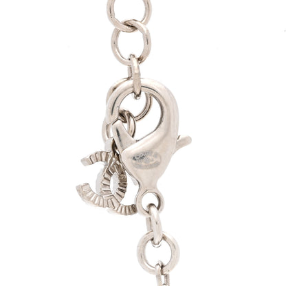 Chanel Metal Crystal CC Round Pendant Necklace Silver 5 of 5