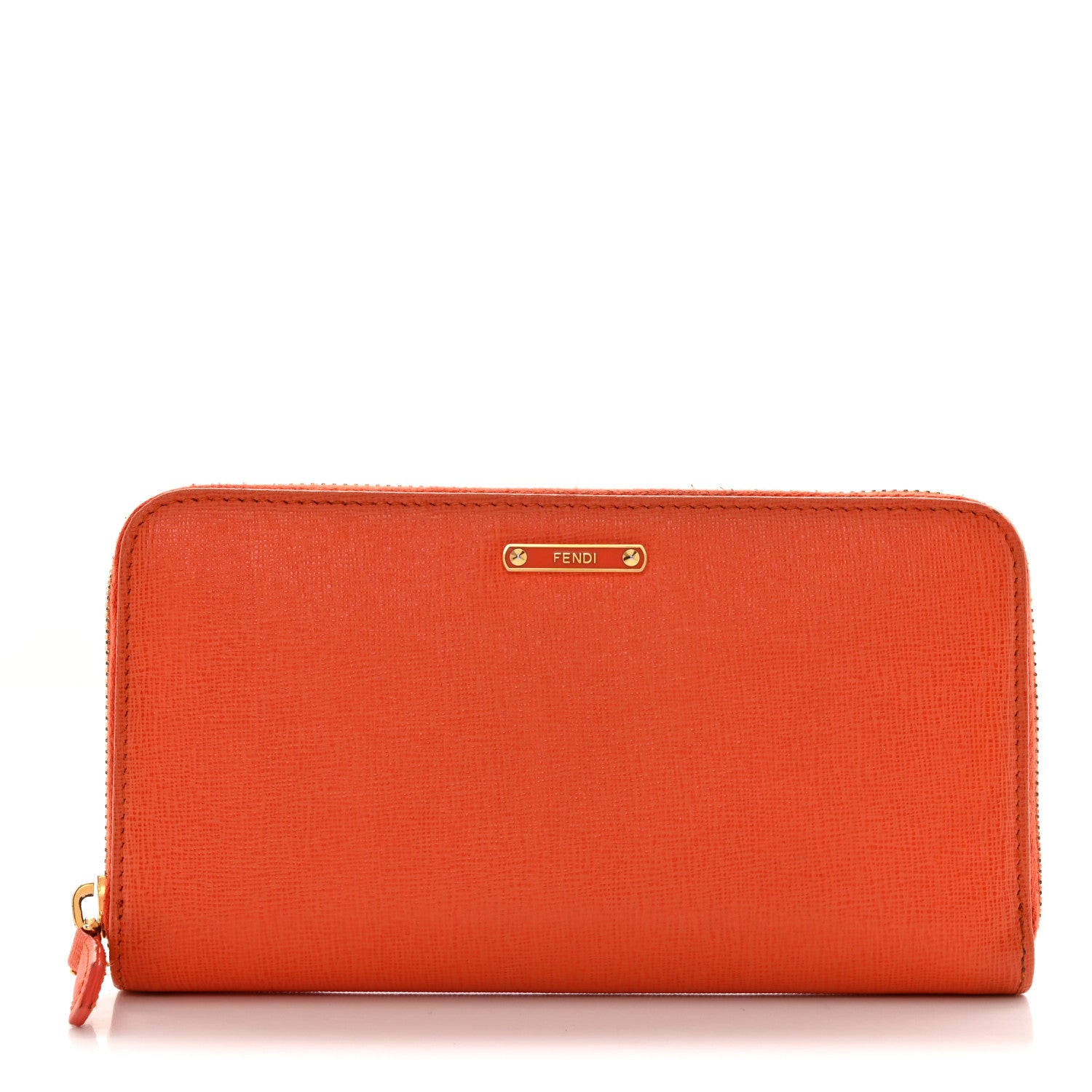 Fendi Vitello Elite Zip Around Wallet Arancio 1 of 12