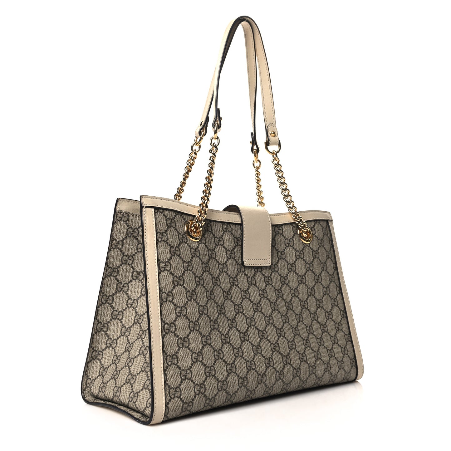 GG Supreme Monogram Medium Padlock Tote White
