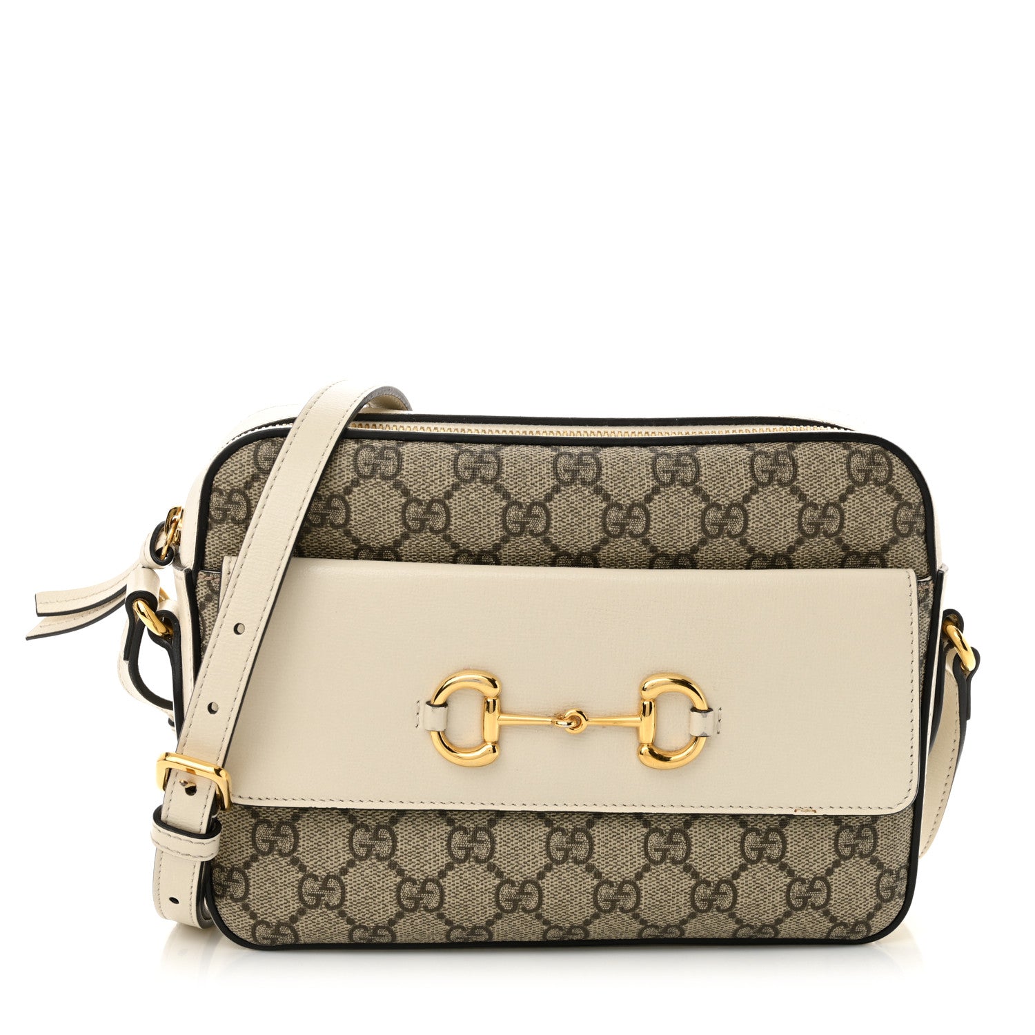 Gucci GG Supreme Monogram Small Horsebit 1955 Shoulder Bag Beige Mystic White 1 of 14
