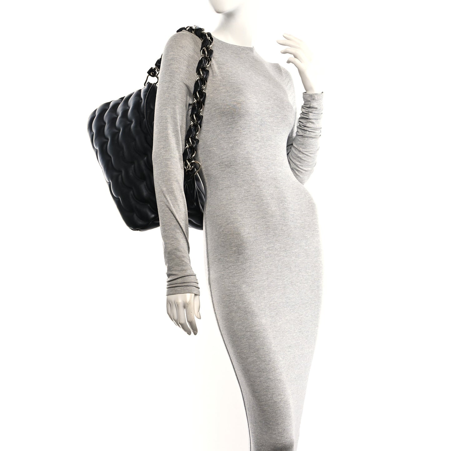 Quilted Calfskin Juana Shoulder Bag Black