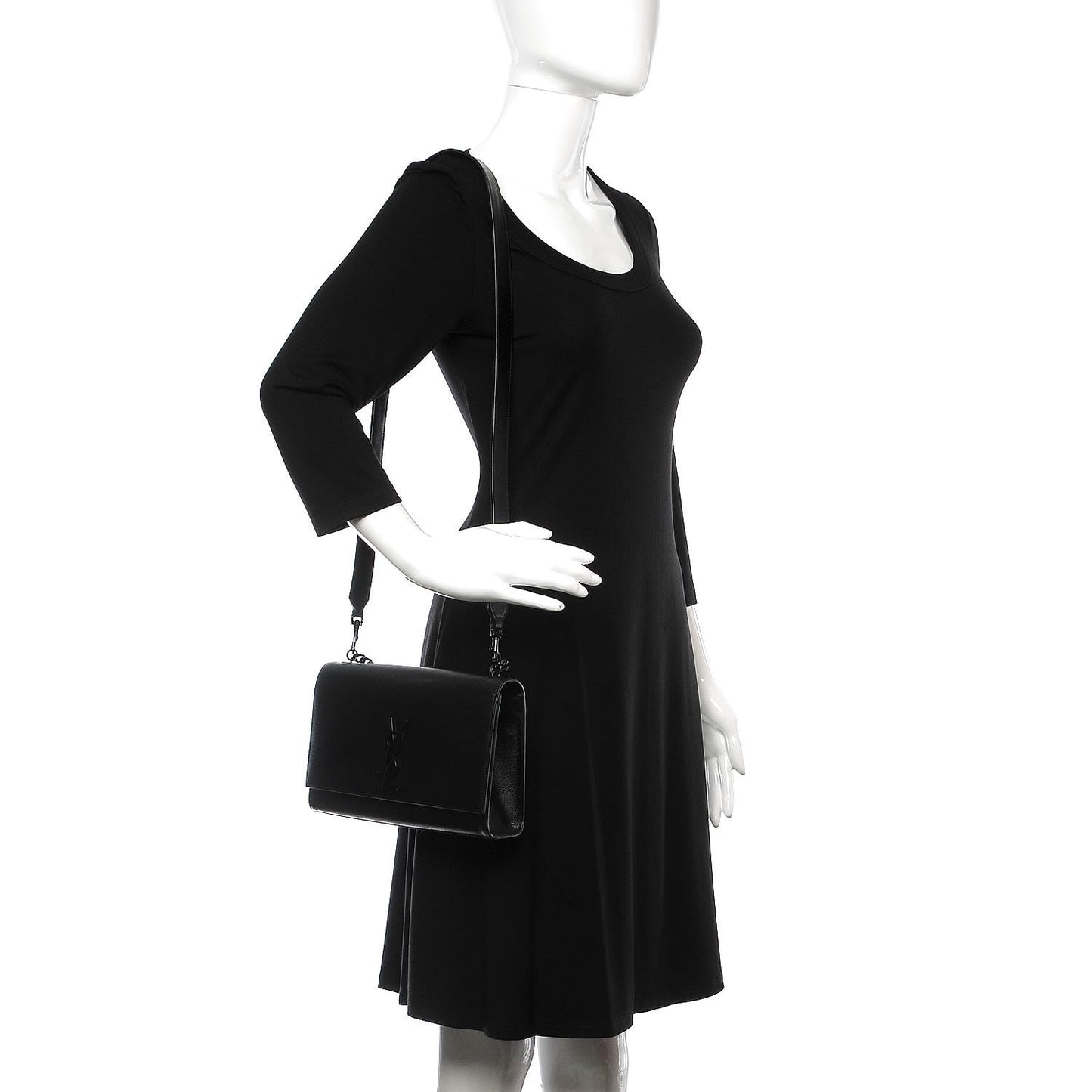 Grain De Poudre Medium Classic Monogram Kate Double Handle Satchel Black