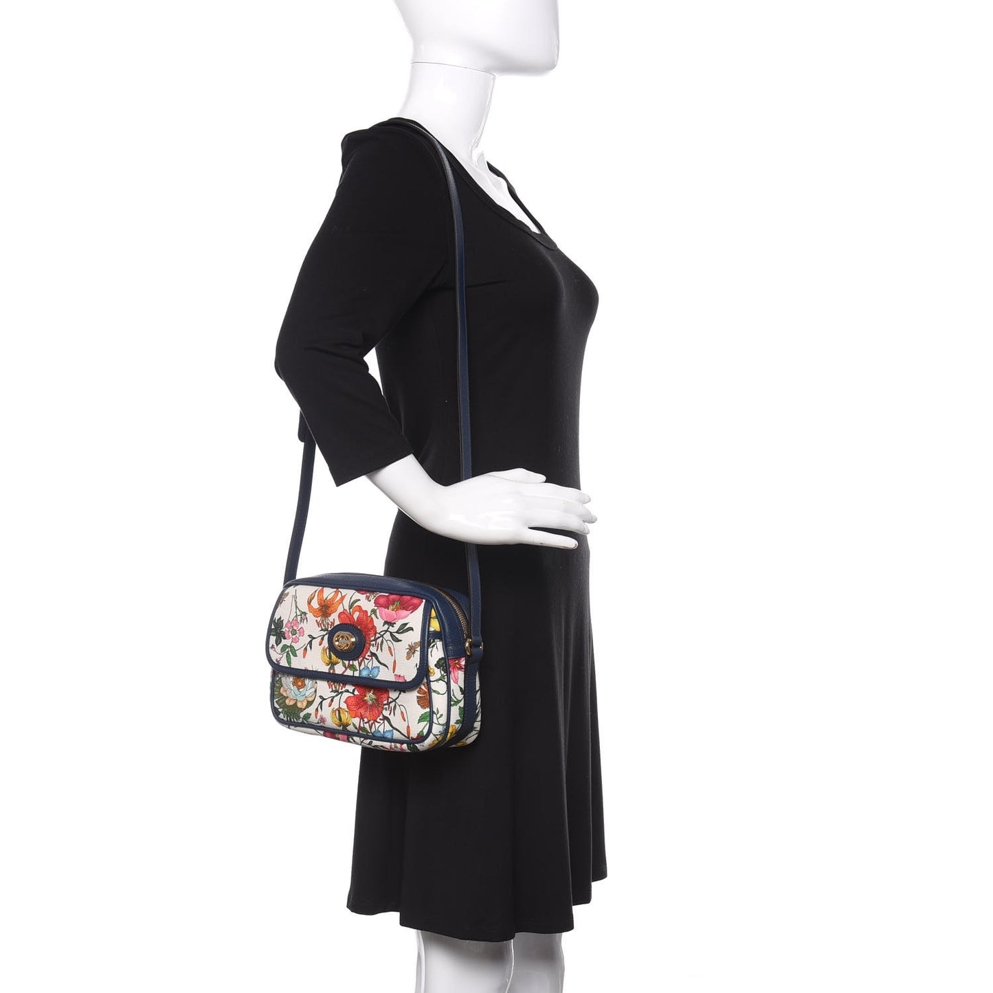 Canvas Flora Floral Shoulder Bag White Blue Agata Mulitcolor