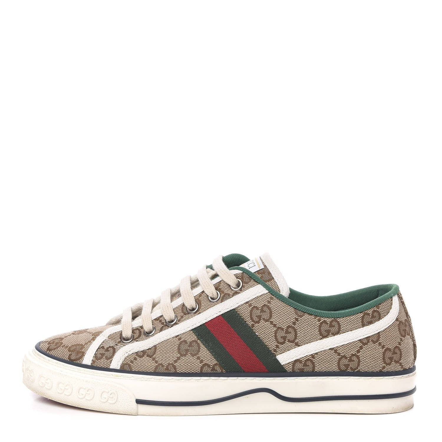 Gucci GG Monogram Web Womens 1977 Tennis Sneakers 39 Beige Ebony Mystic White 1 of 11