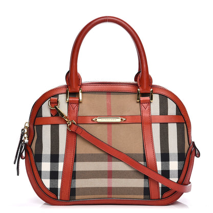 Burberry Bridle Calfskin House Check Small Orchard Bowling Bag Red 1 of 13